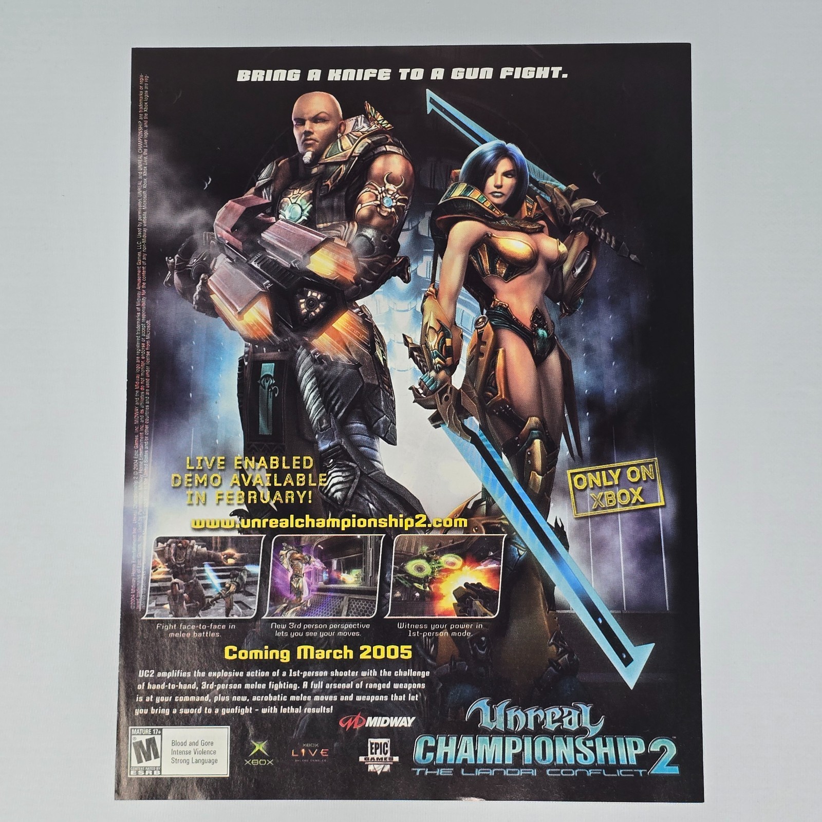 Unreal Championship 2 Xbox Knife Print Ad/Poster