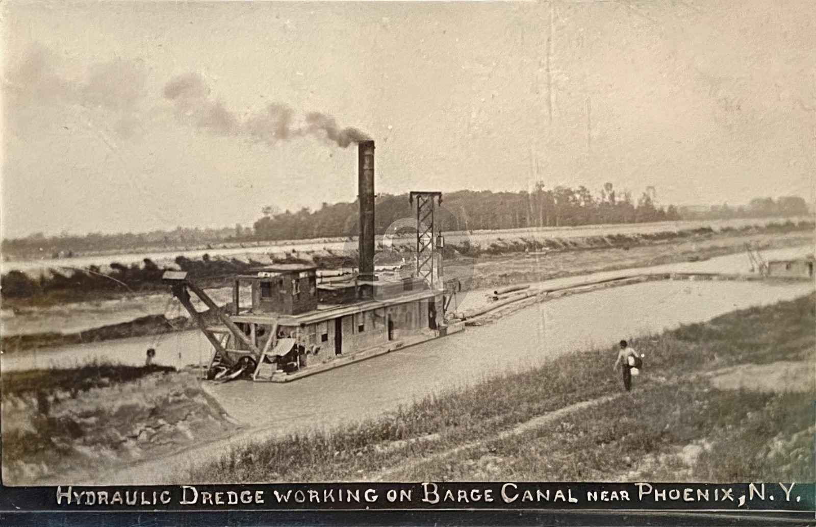 Dredging Canal Phoenix NY c1915 RPPC Photo Postcard COPY