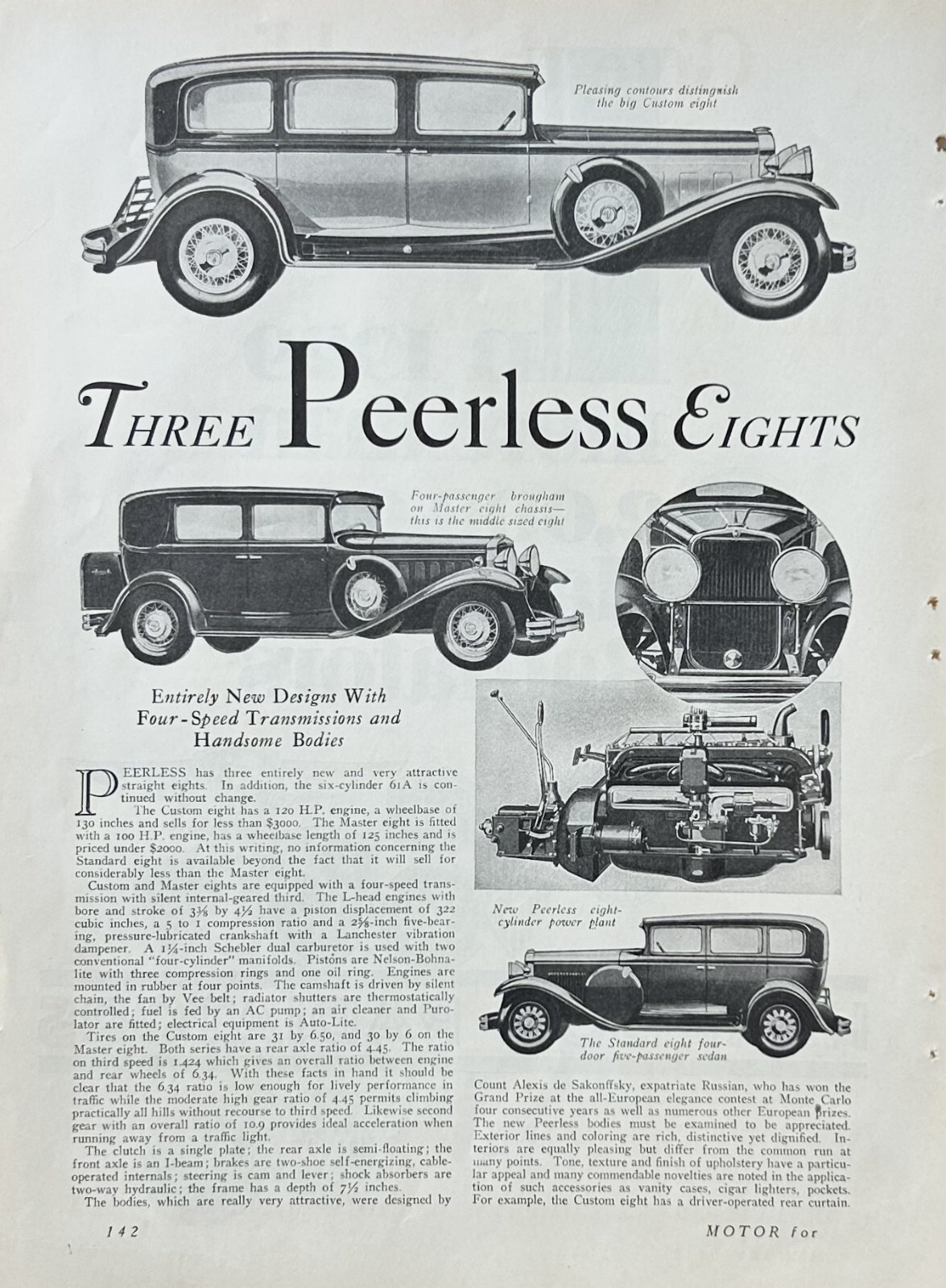 1930 Report 3 New Peerless Straight Eights New Body Design 4-Speed Transmission
