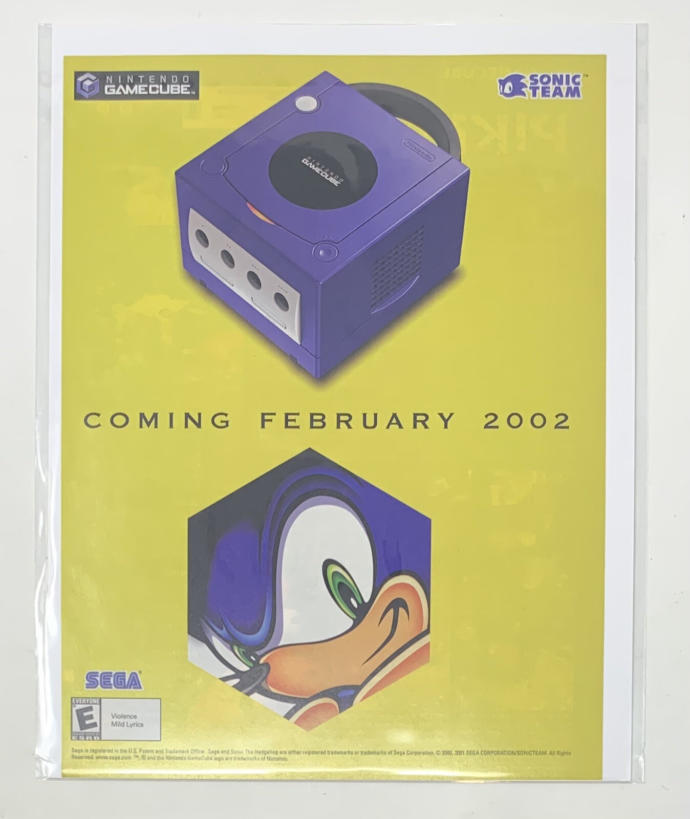 2001 Sonic The Hedgehog Nintendo Gamecube Sega Vintage Print Ad Poster Art
