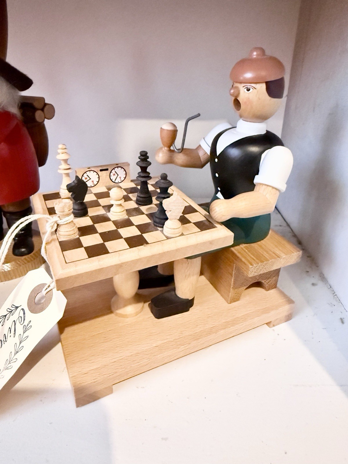 Vintage German Smoker Chess Player Handcrafted Seiffen Germany