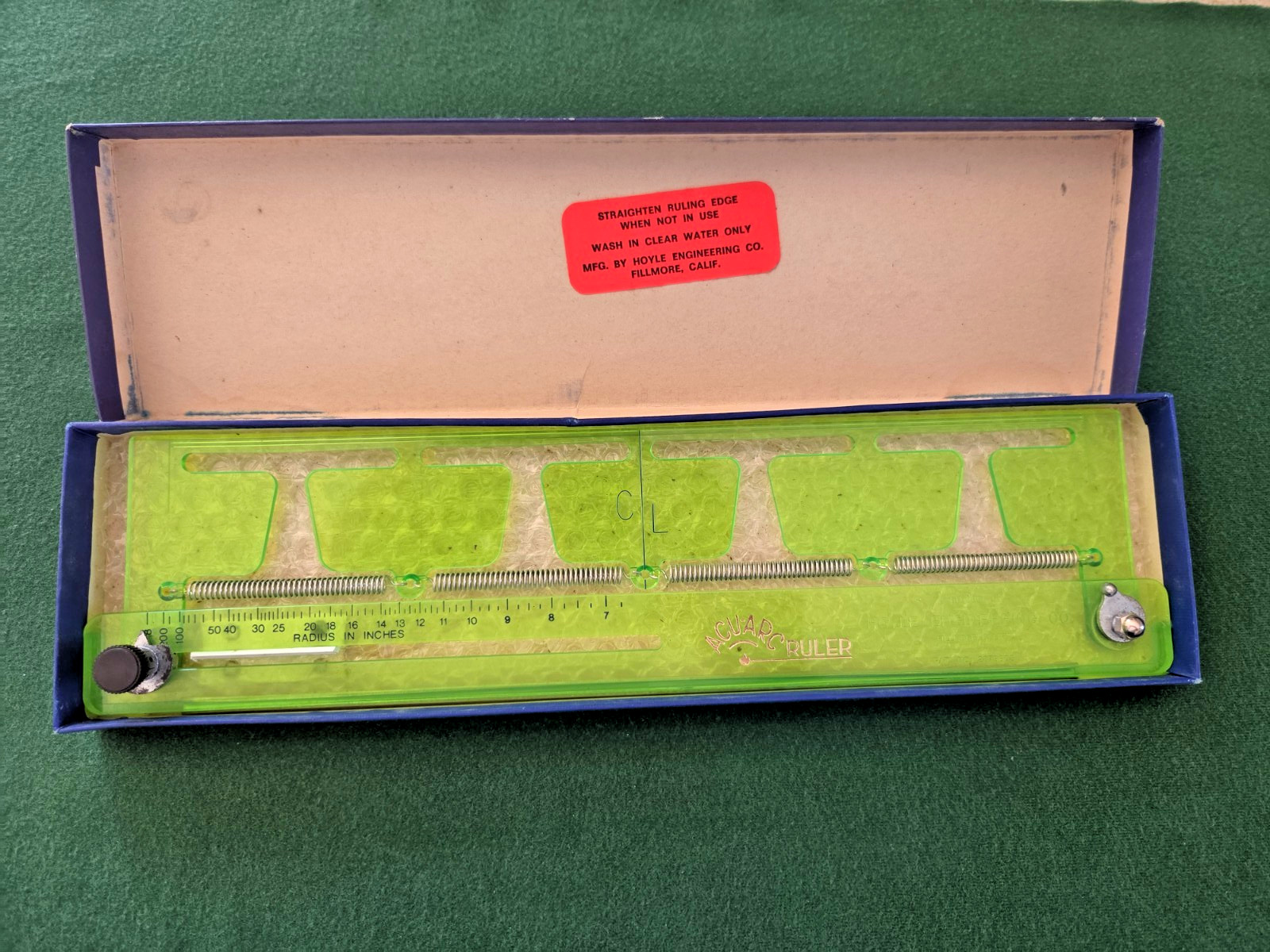 VINTAGE ACU-ARC RULER DRAFTING TOOL HOYLE ENGINEERING CO. FILLMORE, CALIF. USA
