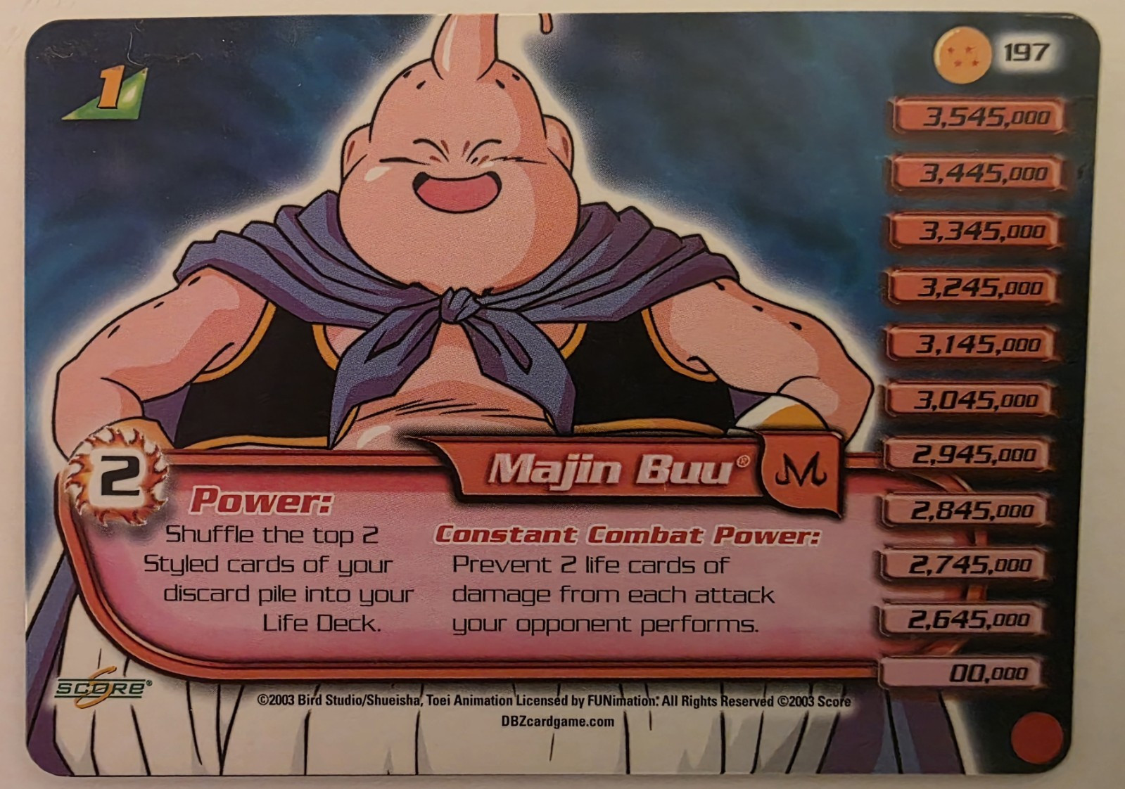 Score 2003 Dragon Ball Z CCG Majin Buu #197 Holographic Trading Card