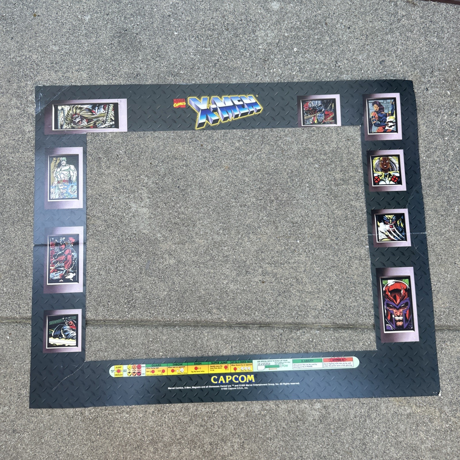 original Factory BeZEL Capcom X-Men 22 X 27 Wide ARCADE GAME ART