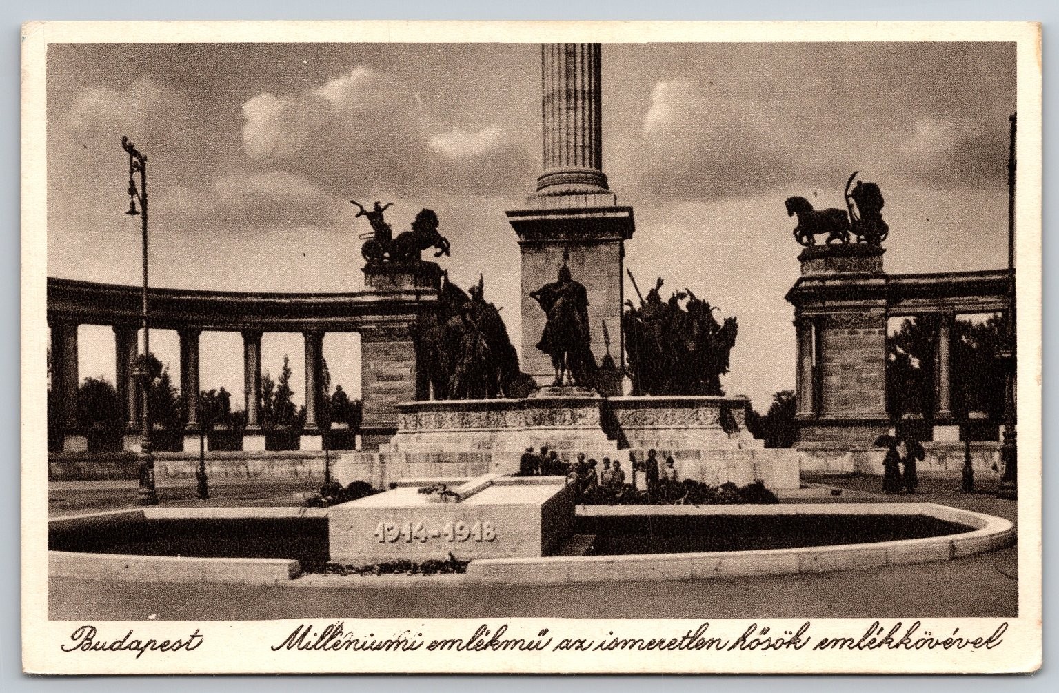 Budapest Millennium Memorial Postcard with Tomb of Unknown Soldier 1931
