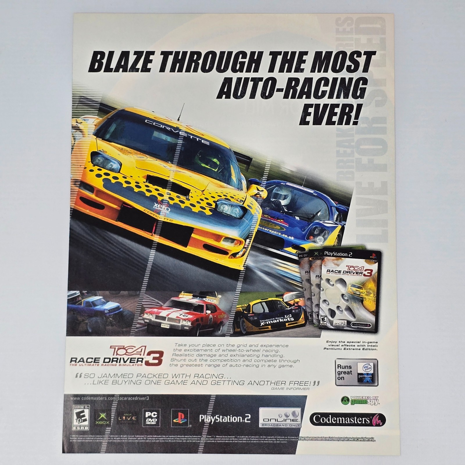 TOCA Race Driver 3 Xbox PS2 PC Blaze Print Ad/Poster Promo Art