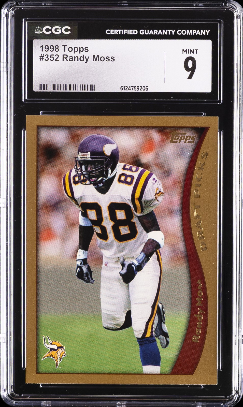 1998 TOPPS #352 RANDY MOSS ROOKIE RC CGC 9