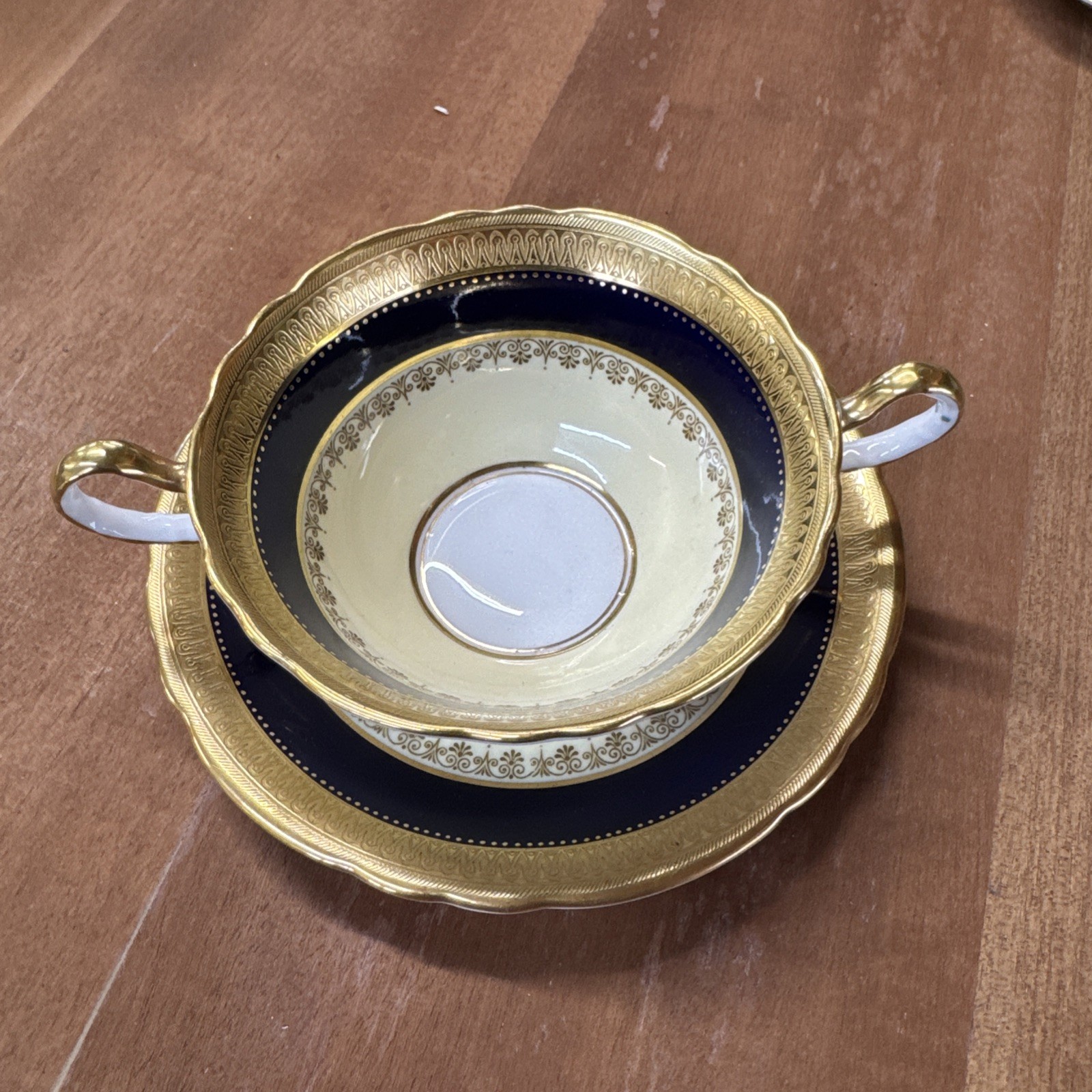Aynsley Windsor Cobalt Blue 7167 Cream, Soup, & Saucer Flat
