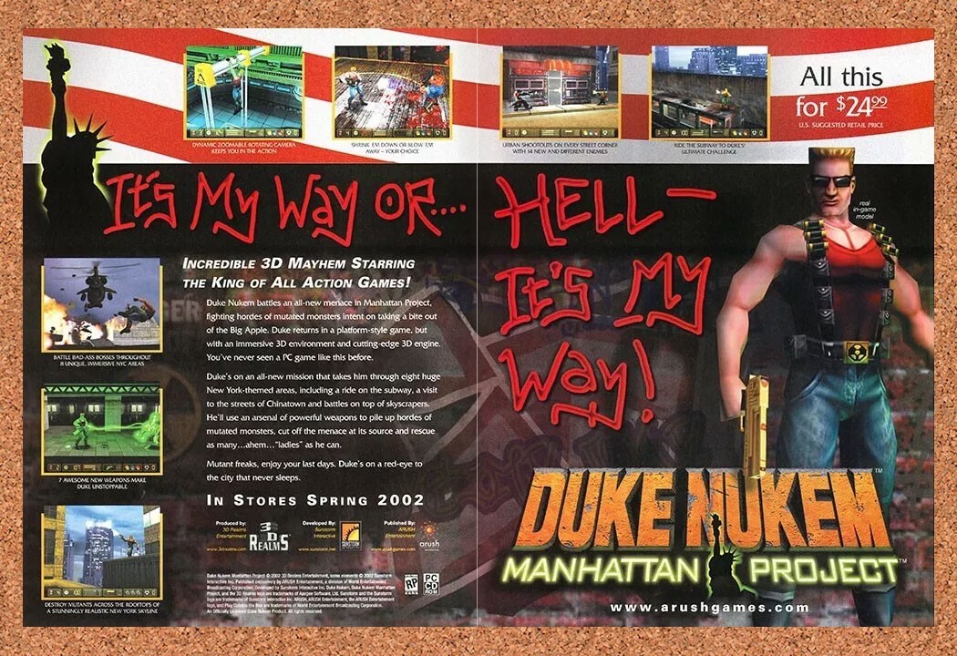 2002 Duke Nukem Manhattan Project PC Original Advertisement / Retro Promo v1