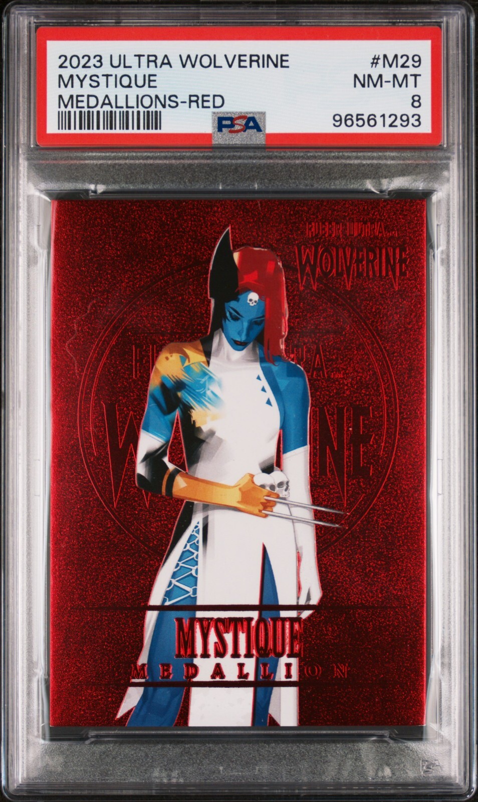 2023 Fleer Ultra Wolverine Mystique Red Medallion Ruby /50 PSA 8 POP 1