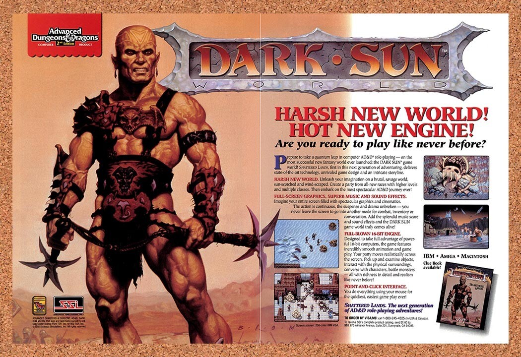 1991 Advanced Dungeons & Dragons Dark Sun IBM Original Ad / Retro Promo v2