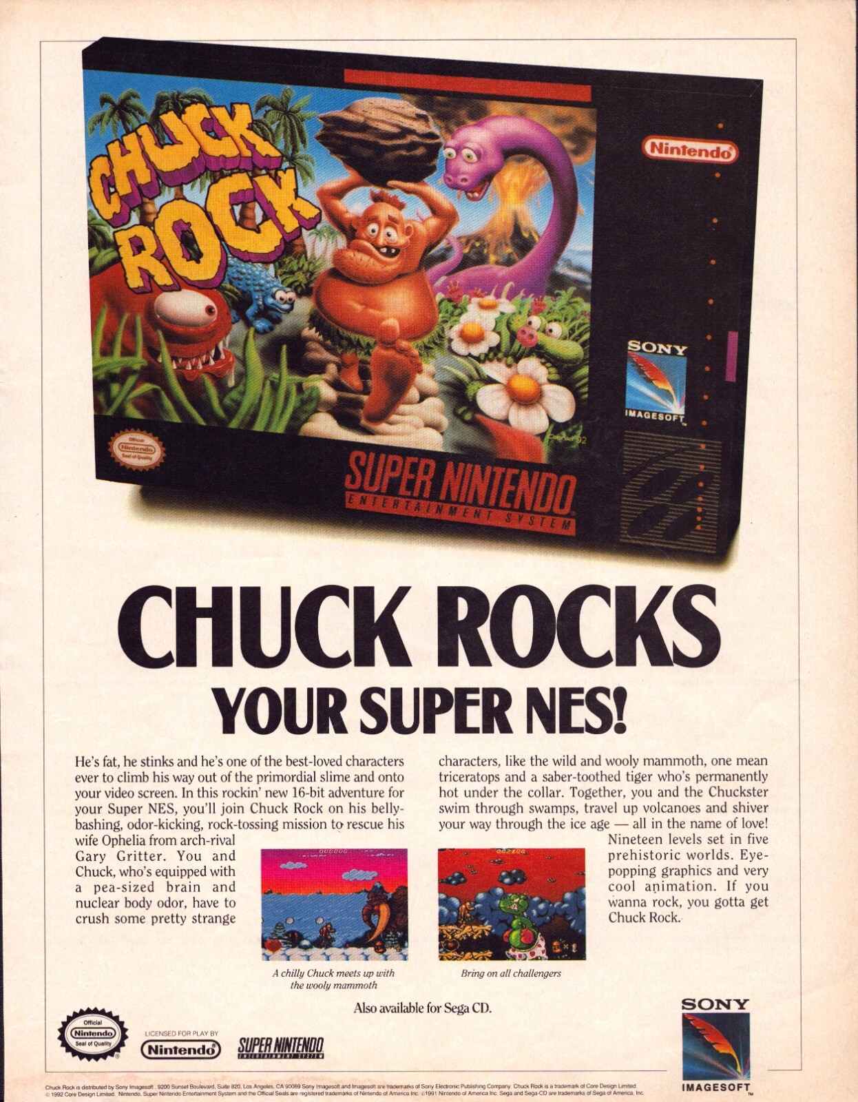 Vintage 1993 Print Ad - Chuck Rock - Promo Ad