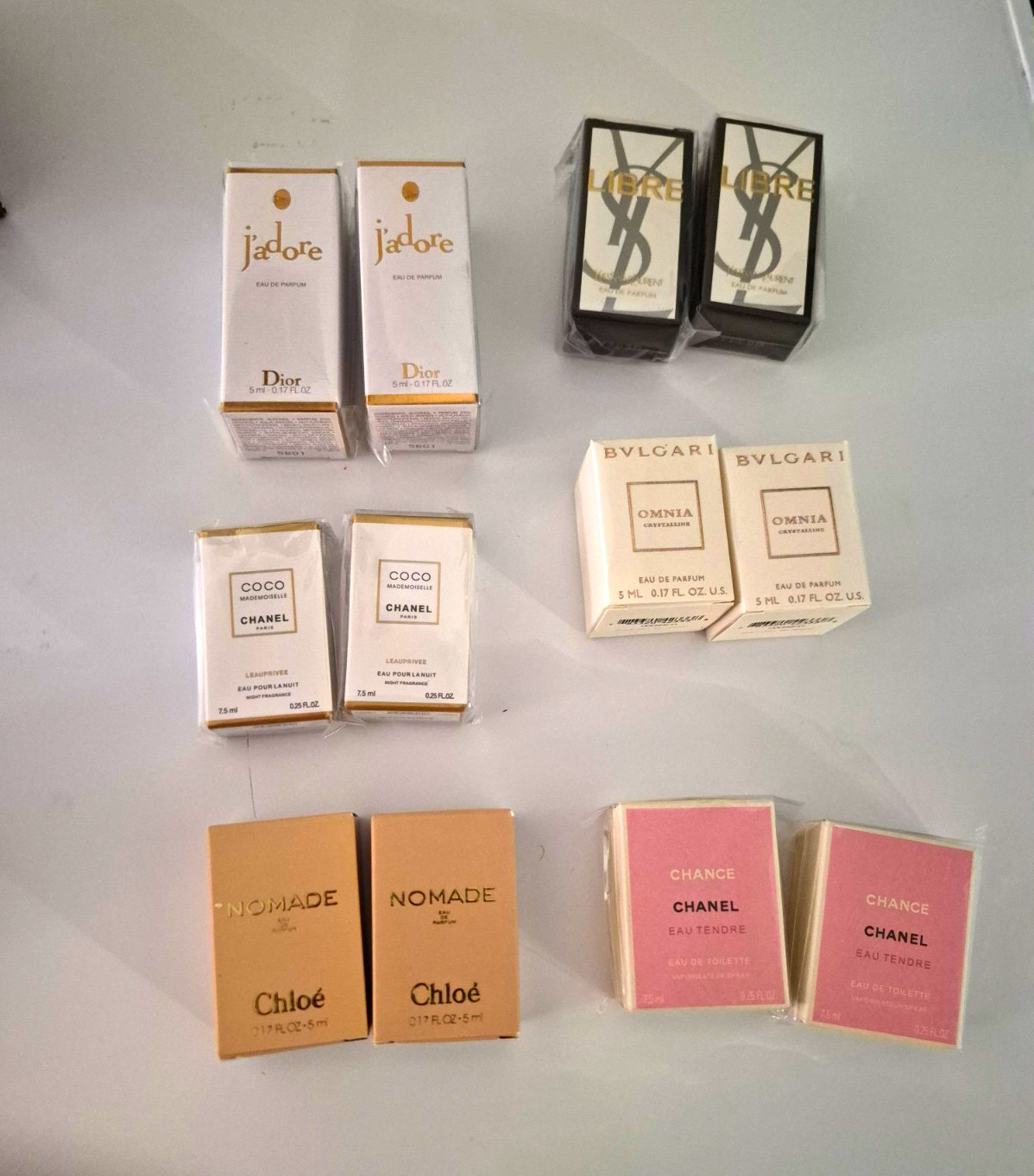 Perfume Miniature Lot - Dior J\'adore, YSL Libre, Chanel Coco, Bvlgari Omnia