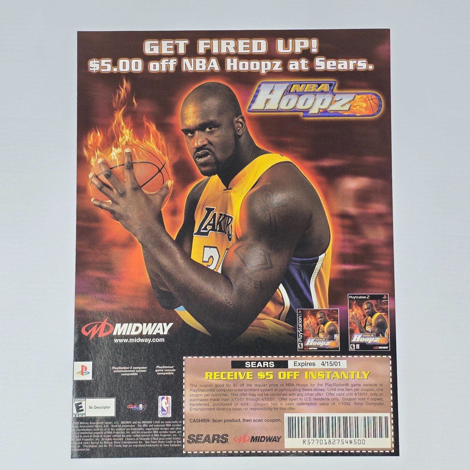 NBA Hoopz PlayStation 1 2 PS1 PS2 Shaq Fired Up Print Ad/Poster Promo Art