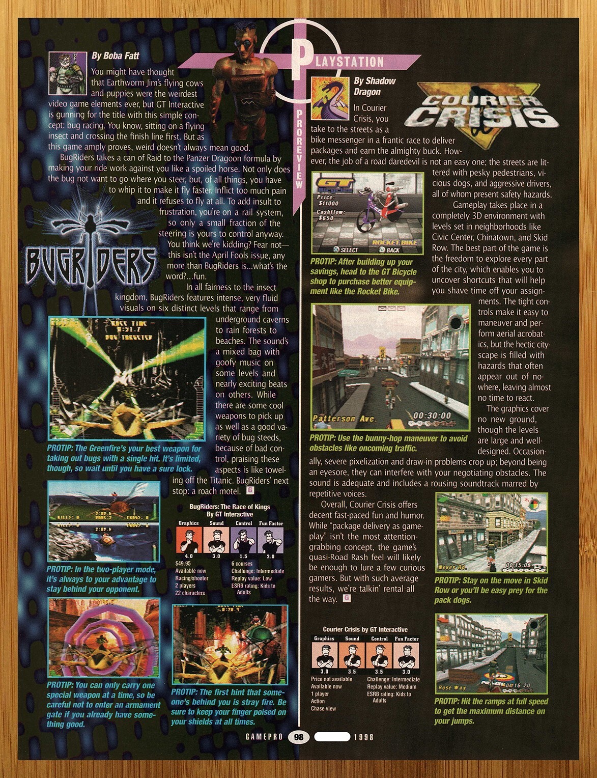 1998 BugRiders The Race of Kings/Courier Crisis PS1 REVIEW Print Ad/Poster Art