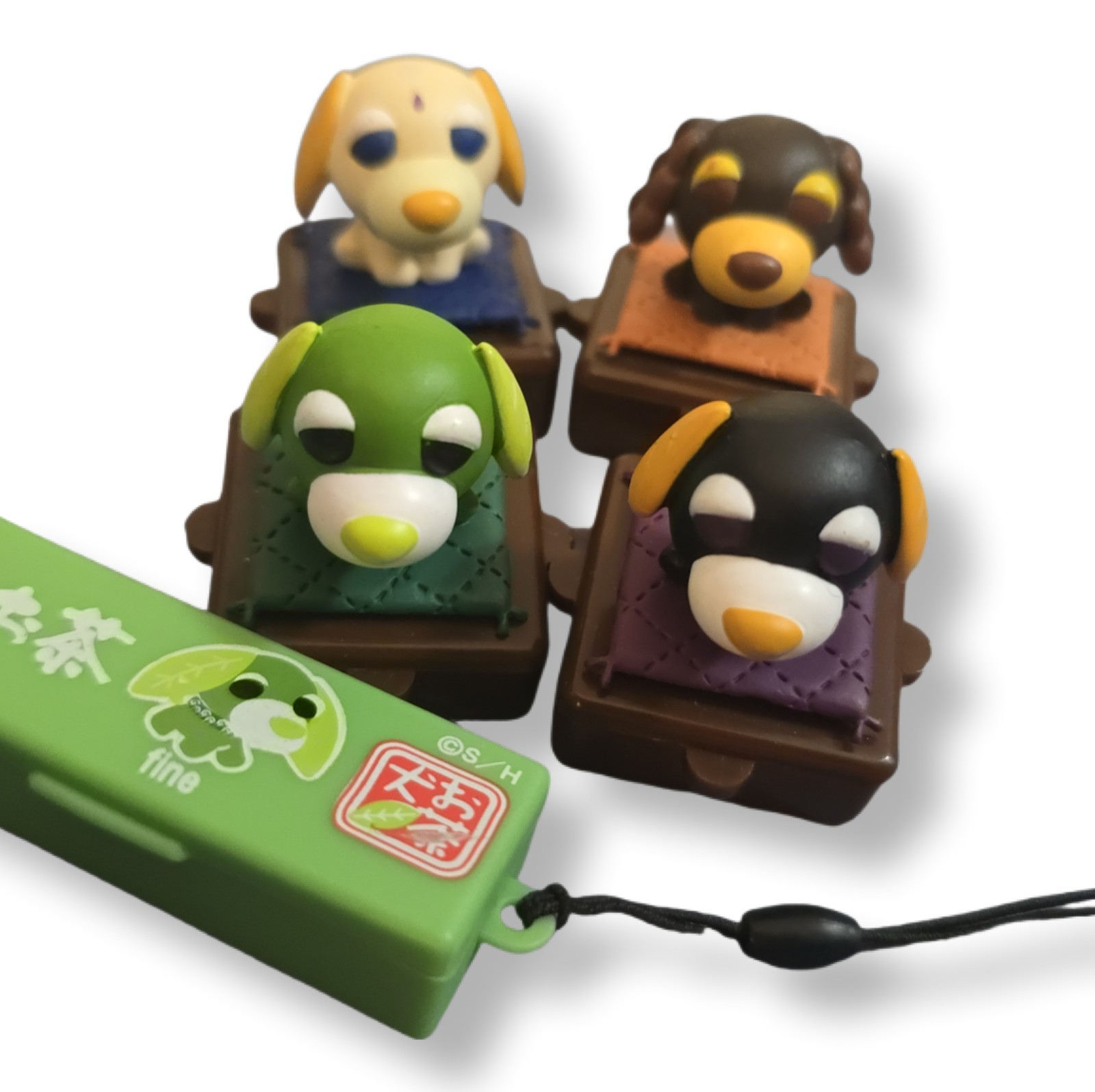 Vintage Y2K Ocha-Ken Tea Dog Stamp Figurine Lot Ryoku Chai Ron Earl Mascot