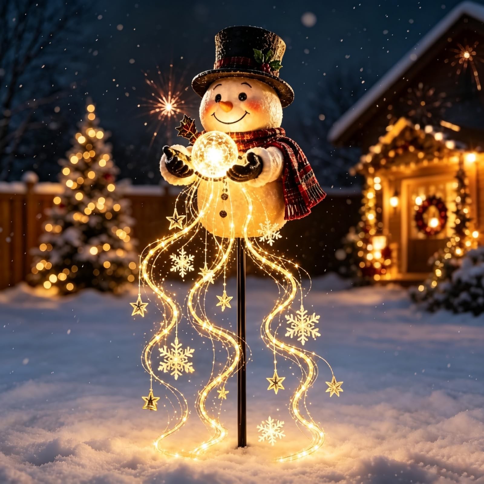 Snowman Magic Fountain | Flowing Snowflake LED Christmas Garden Light