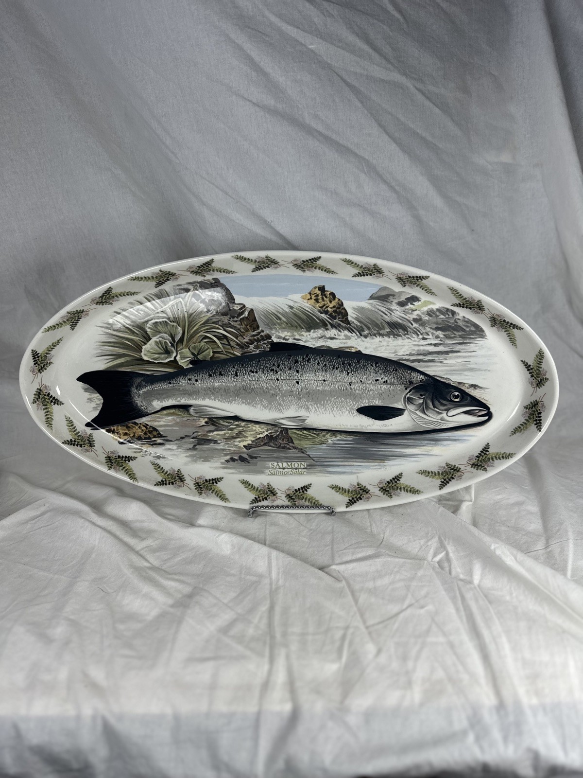 Portmeirion LG Oval Baker  The Compleat Angler A J Lydon 1879 Salmon 19.5”