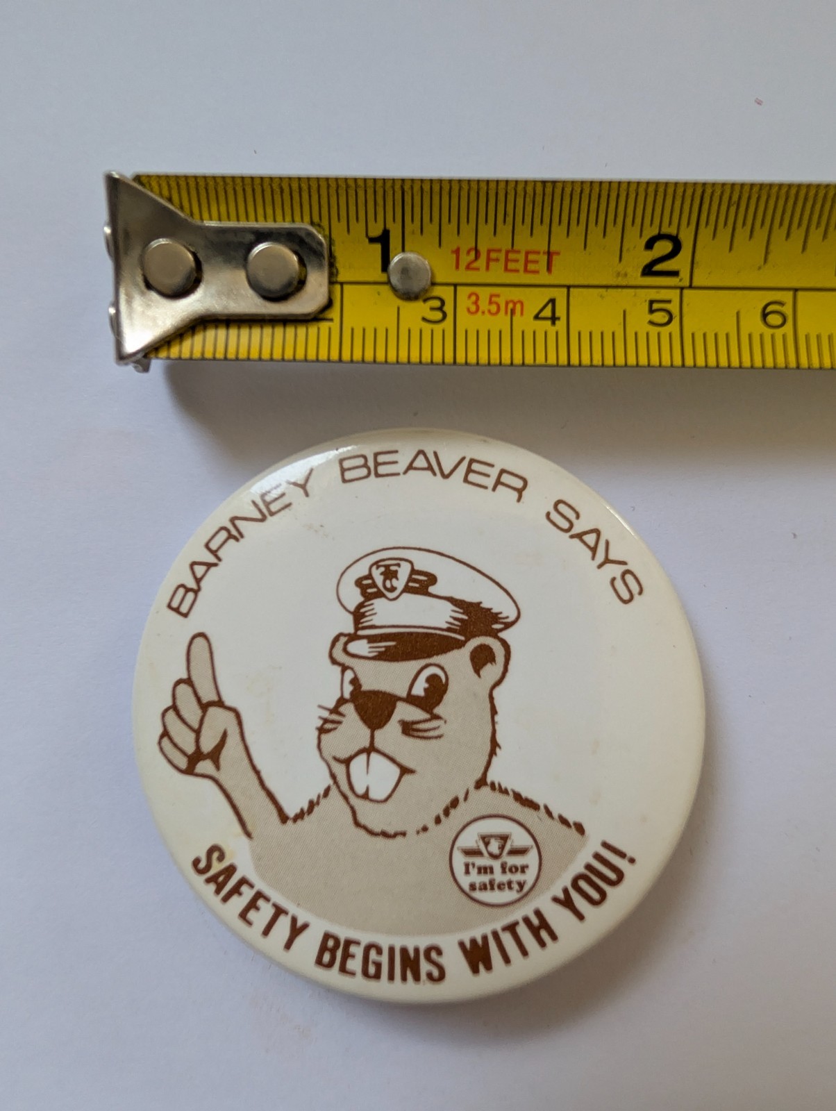 Vintage Pin Pinback Button Barney Beaver Says Safety Begins With You TTC Transit