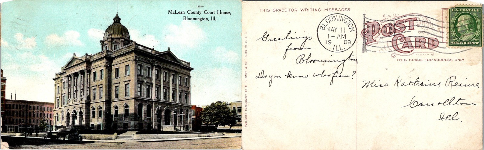 McLean County Court House, Bloomington, IL. Postcards used 55242