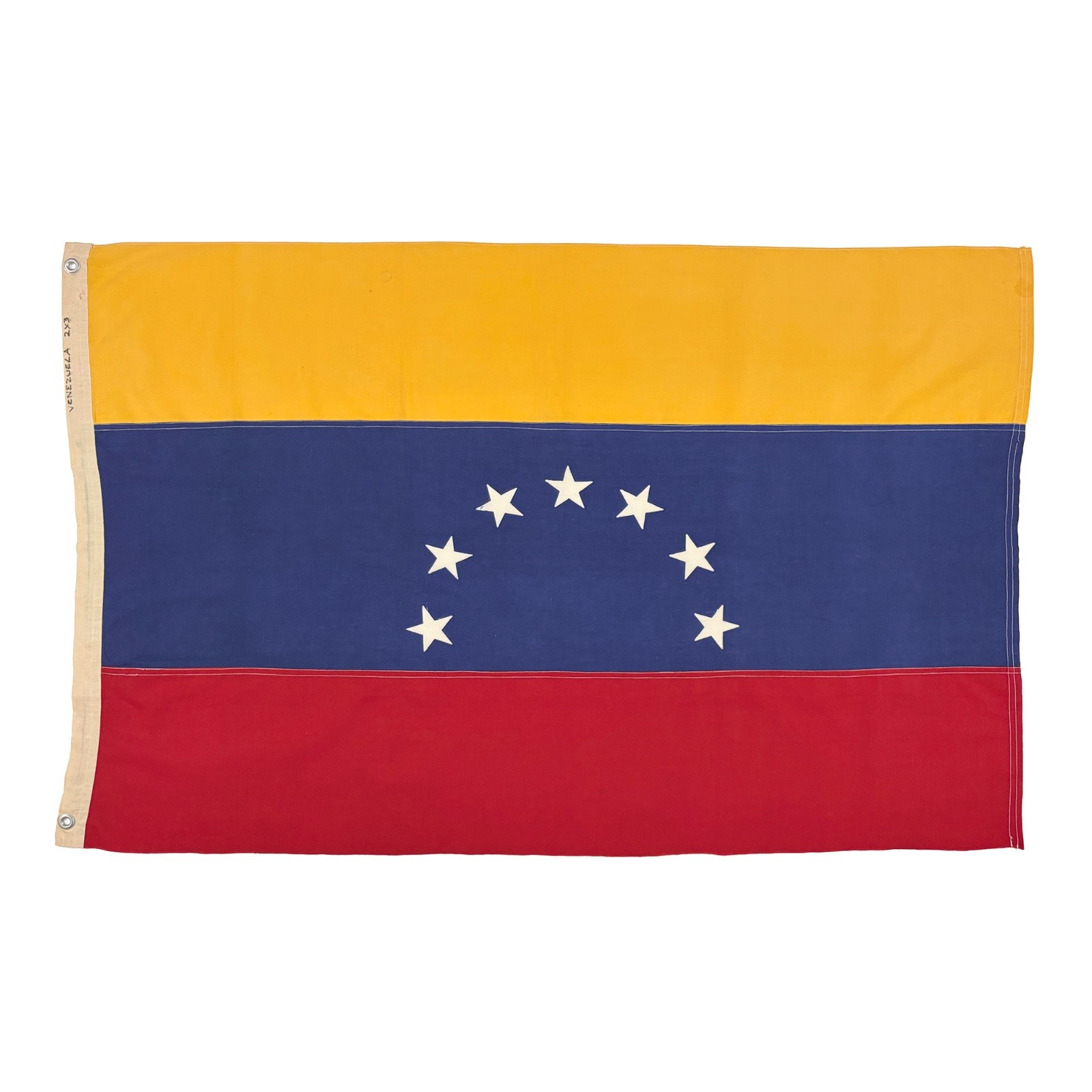 Vintage Cotton Venezuela Sewn Flag Cloth Textile Art Seven 7 Stars