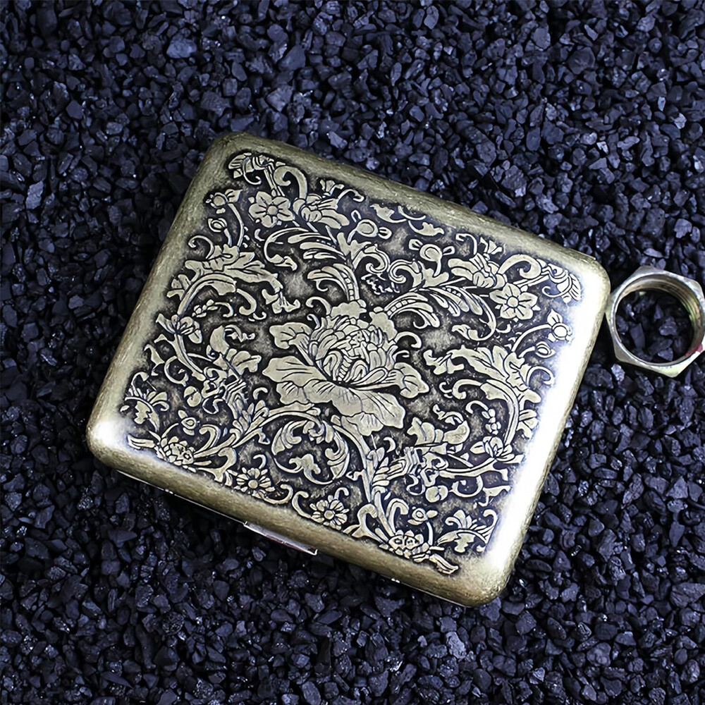 Vintage Metal Cigarette Case Box Tobacco Holder for 20pc King Cigarettes
