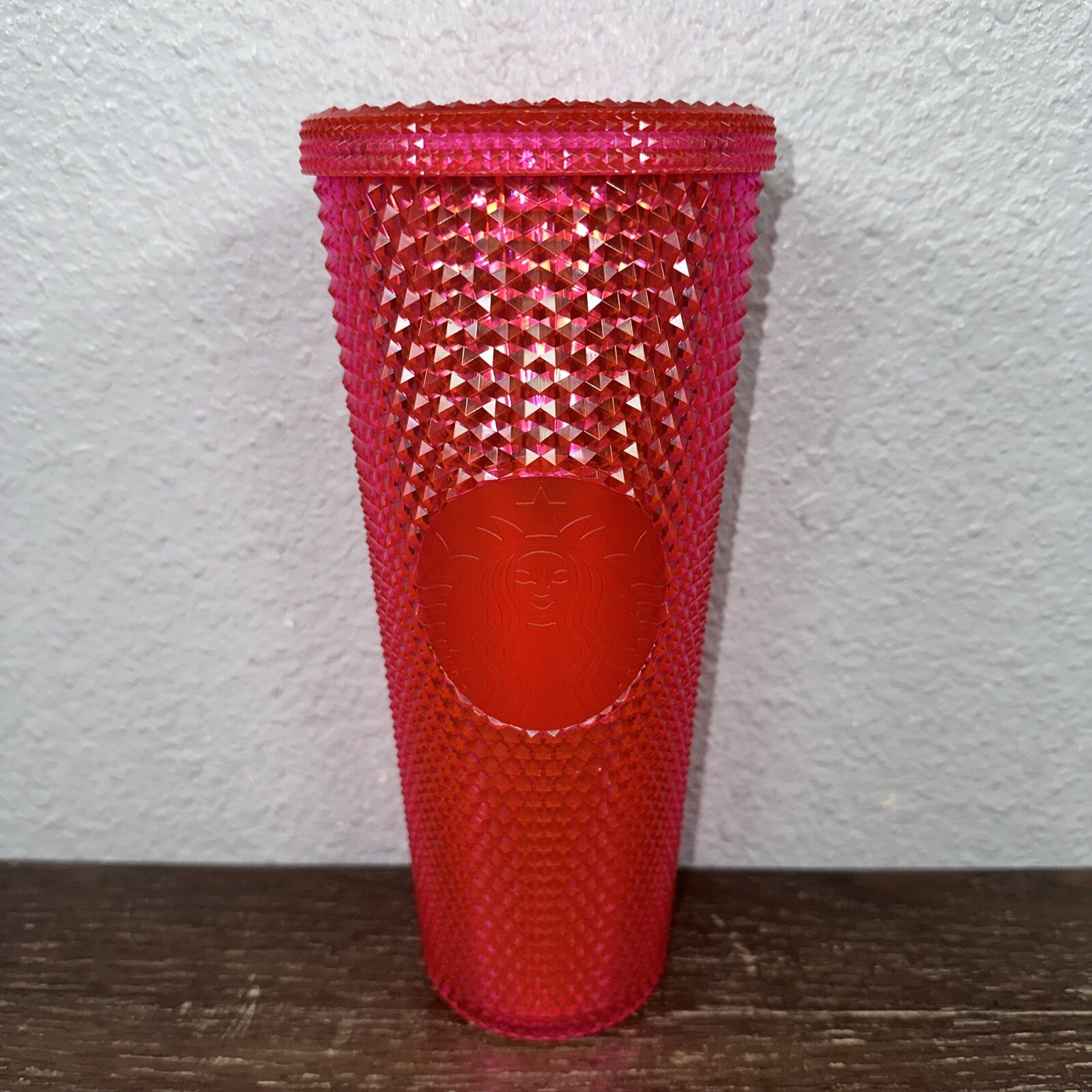STARBUCKS 2019 Hot Pink Studded Cold Cup Tumbler BLING Venti 24 oz No Straw