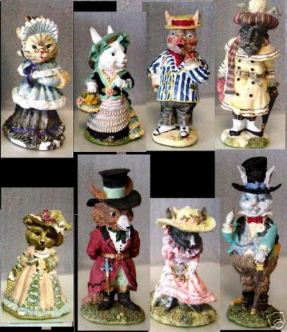 Vintage Anthropomorphic Animal Figurines Set Of 8 By International Resourcing Se