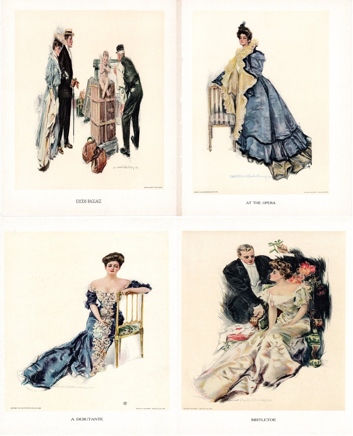 Howard Chandler H.C. Christy 4 prints/book plates ca. 1905
