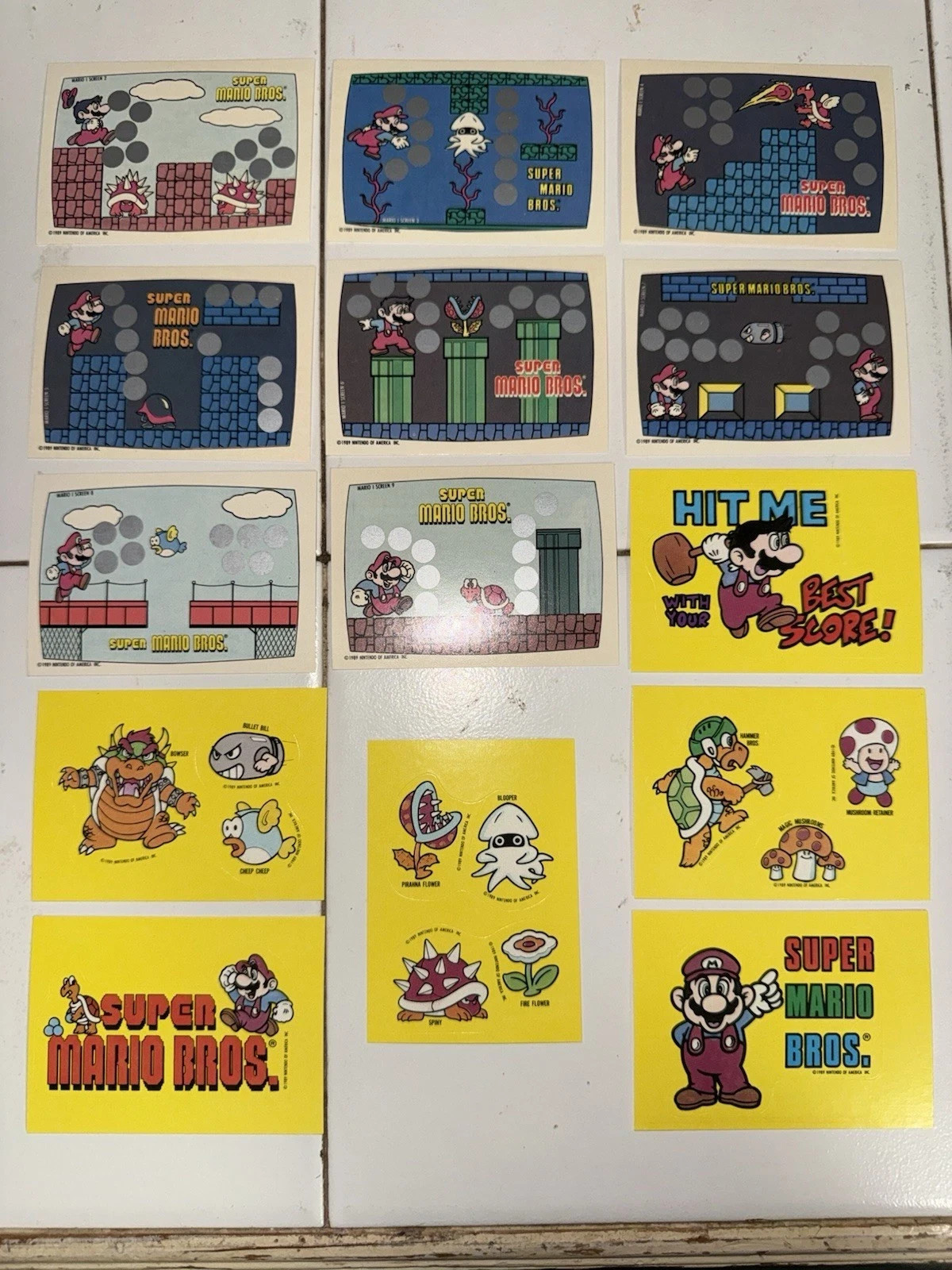 1989 Topps Nintendo Set Lot Super Mario Bros Screen 2-8 Sticker 9 11 13 23 26 31