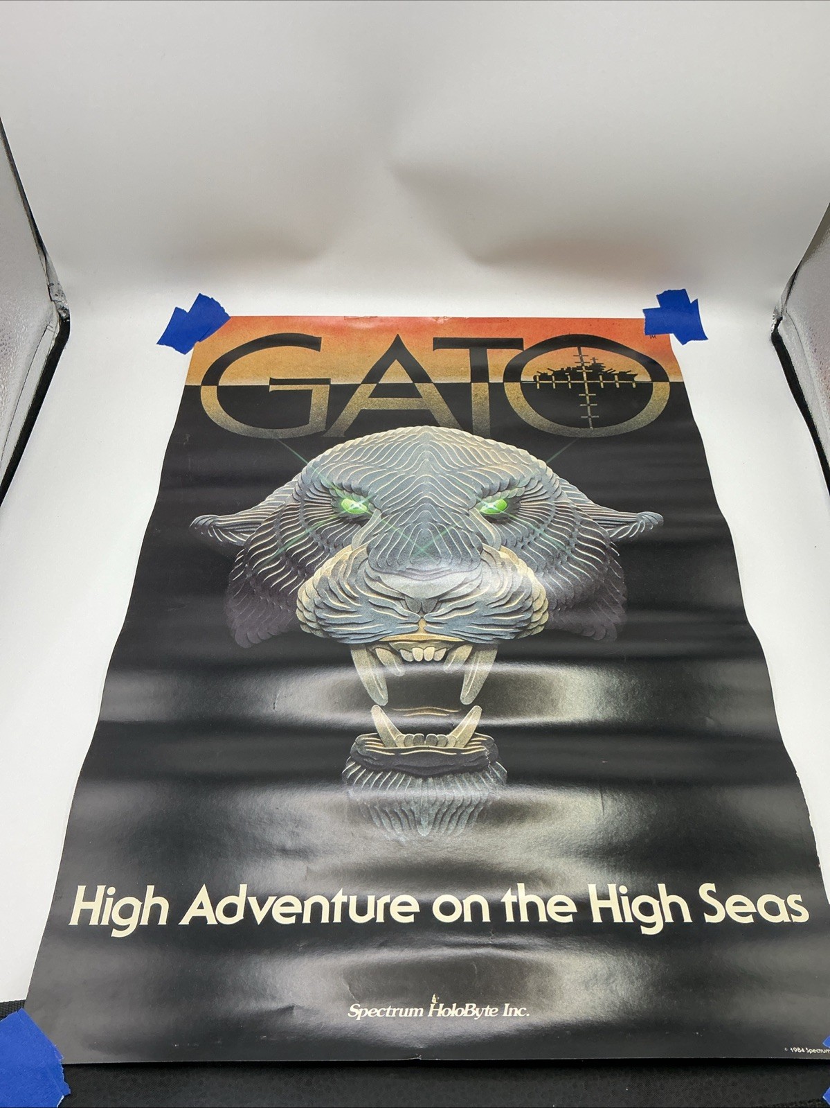 Vintage 1984 GATO Video Game Promotional Poster 22.5x16 Spectrum Holobyte (Z2)