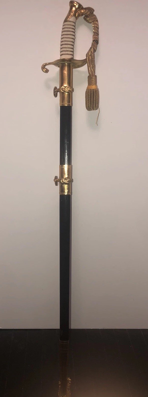 Vintage Naval USN Officer\'s Sword with Scabbard and Case, Made in Germany