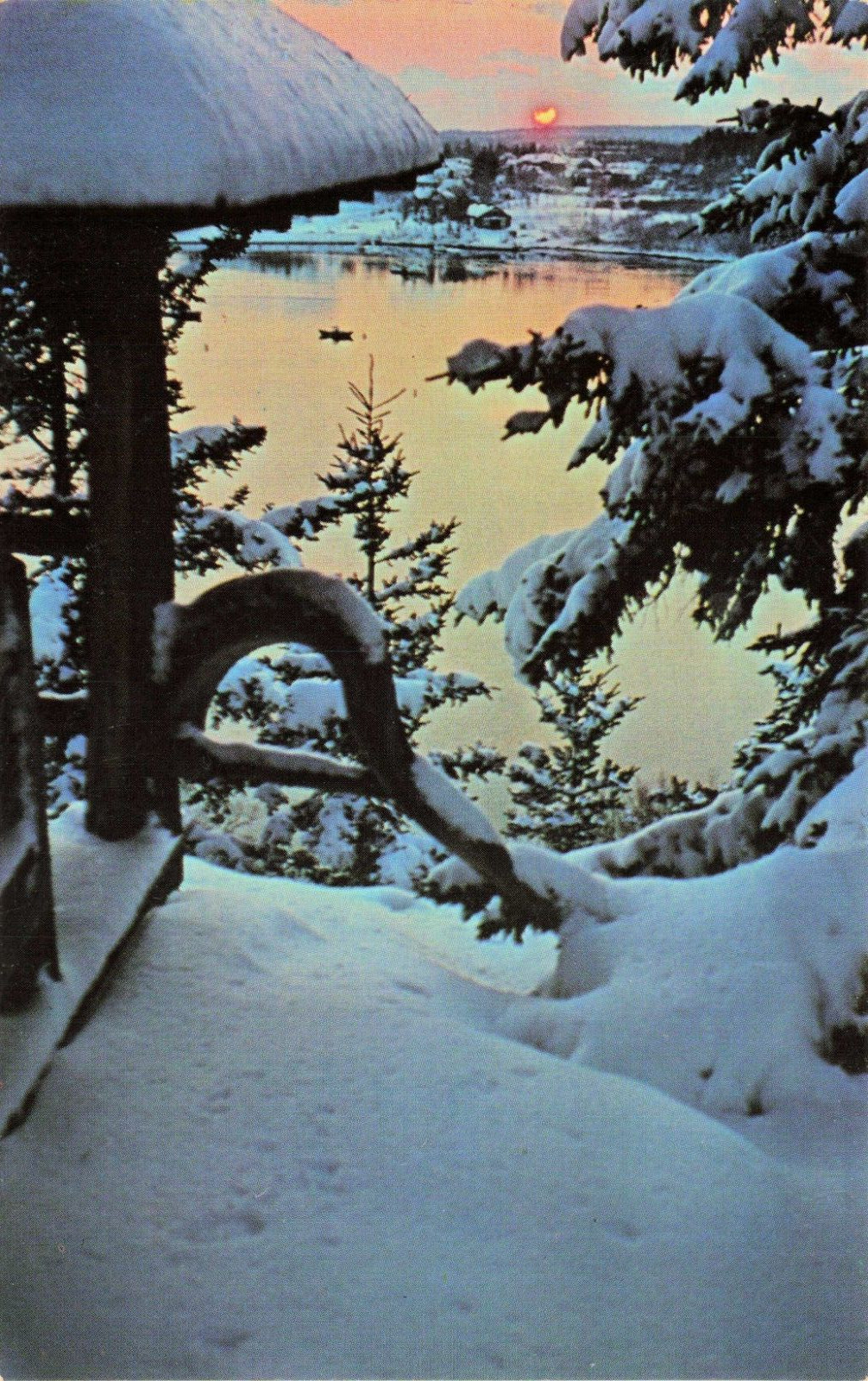 Northeast Harbor Maine Sunset Winter View Vintage Standard Postcard Unposted