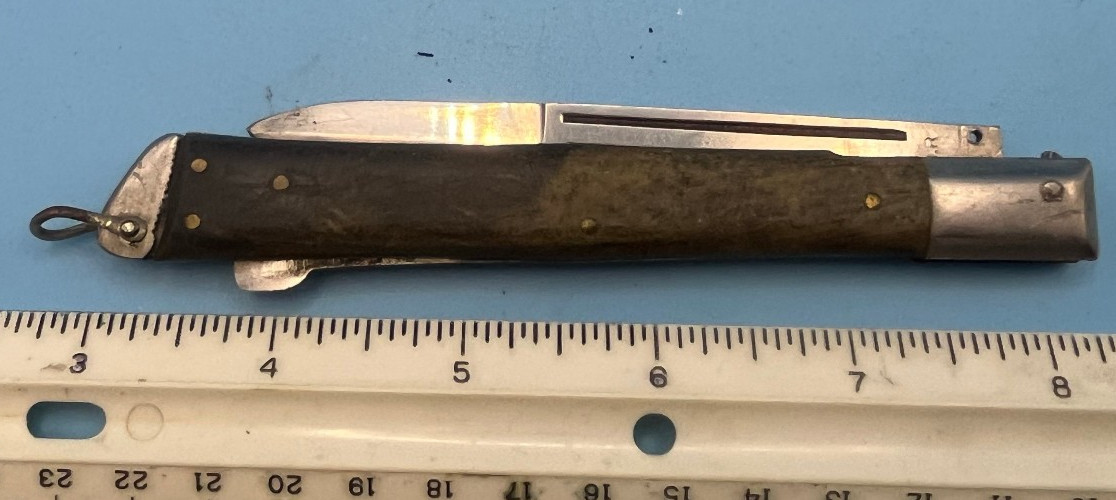 Old O.M.O.R. Stiletto Type Knife Japan Wood Handle