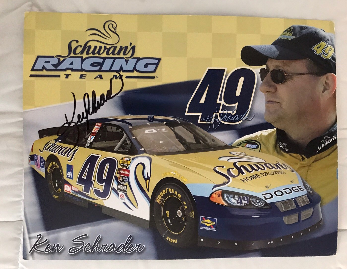 Ken Schrader Signed Promo Card Nascar Autographed