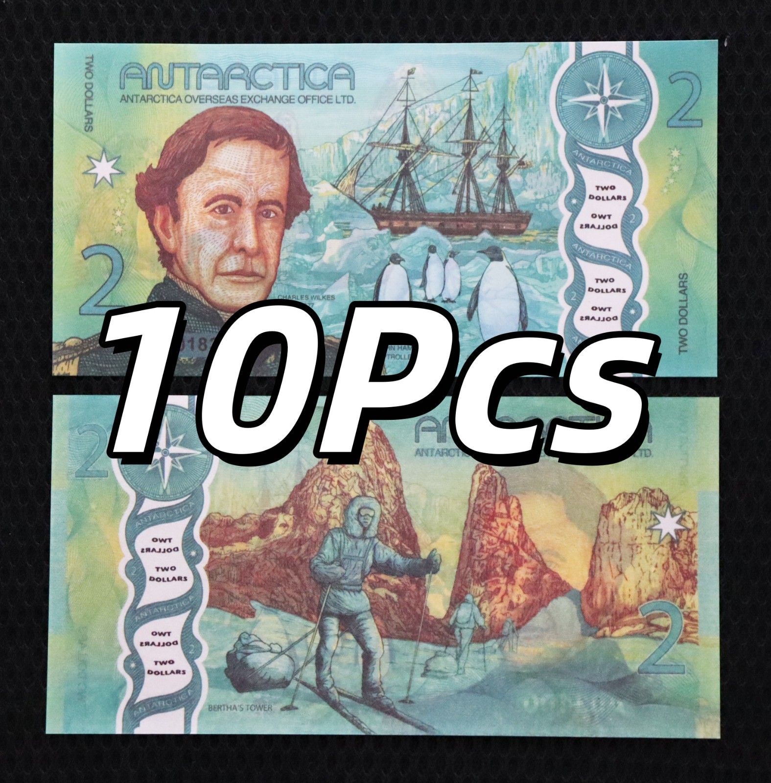 Lot 10 Pcs, Antarctica, 2, 2020, Private Issue Polymer, New Design, UNC