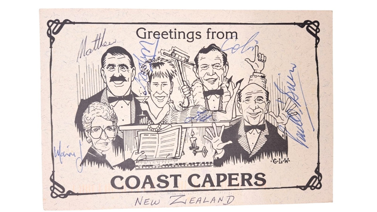 Vintage Signed Coast Capers Postcard New Zealand Autograph Matt Lysaght Growcott