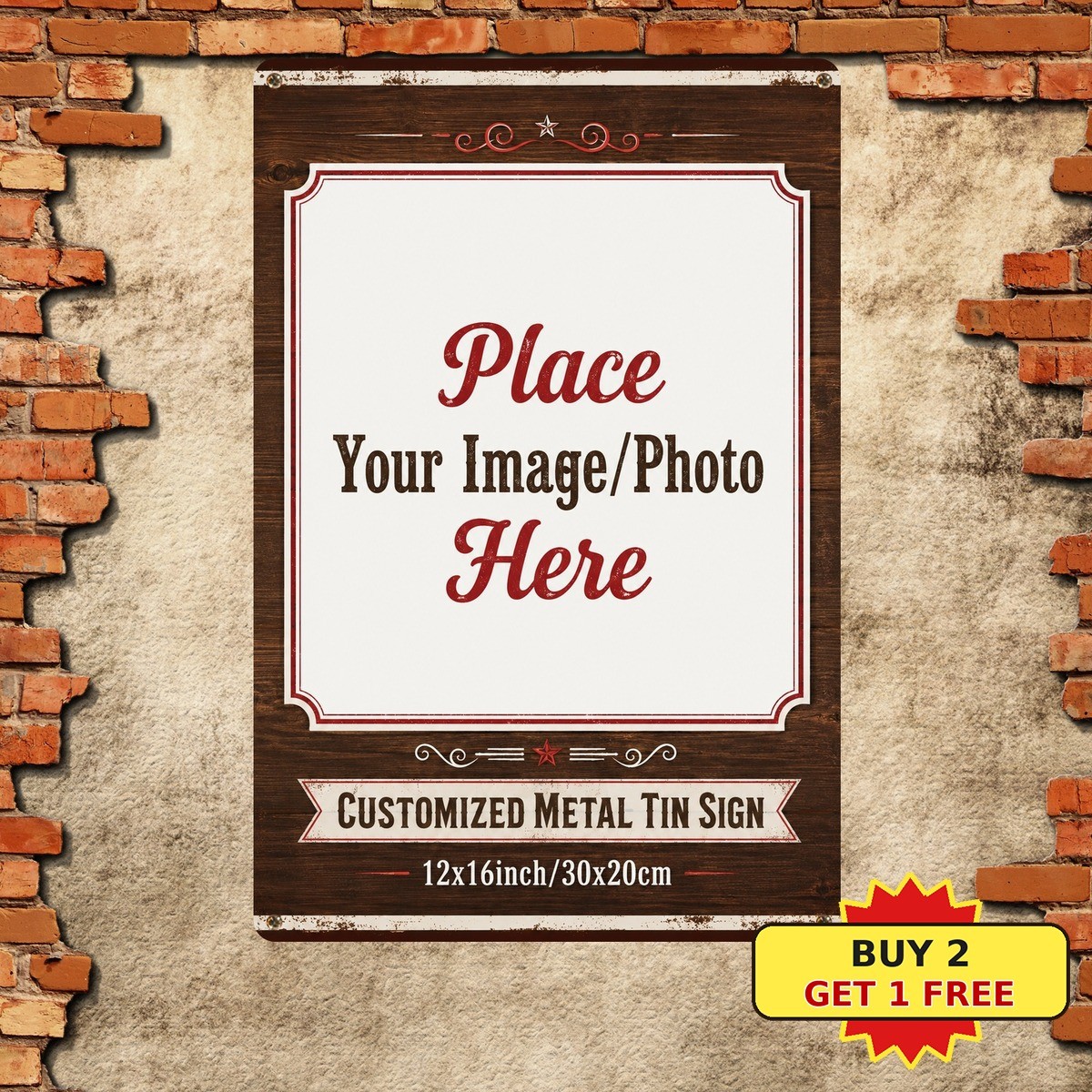 Custom Metal Tin Sign Personalized Photo Text Print Plaque Home Wall Decor
