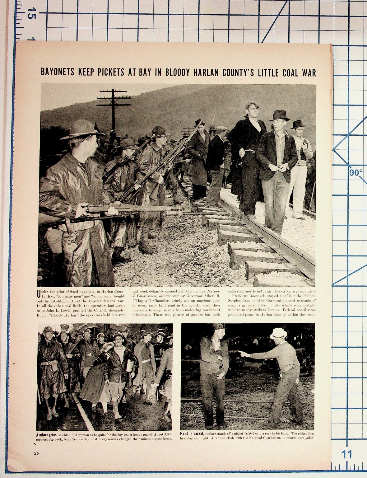 1937 Harlan County Coal War Kentucky Magazine Page Bayonets Miners Pickets