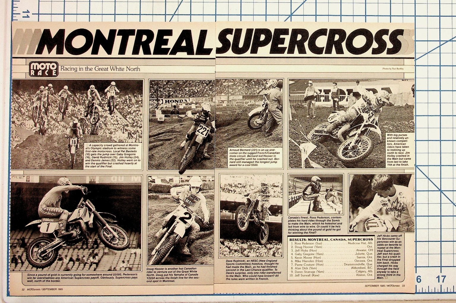 1985 Montreal Supercross Motocross Magazine Page Racing Ephemera