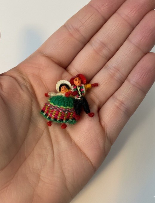Peruvian Worry Doll Pin Tiny Handmade Peru Couple Brooch