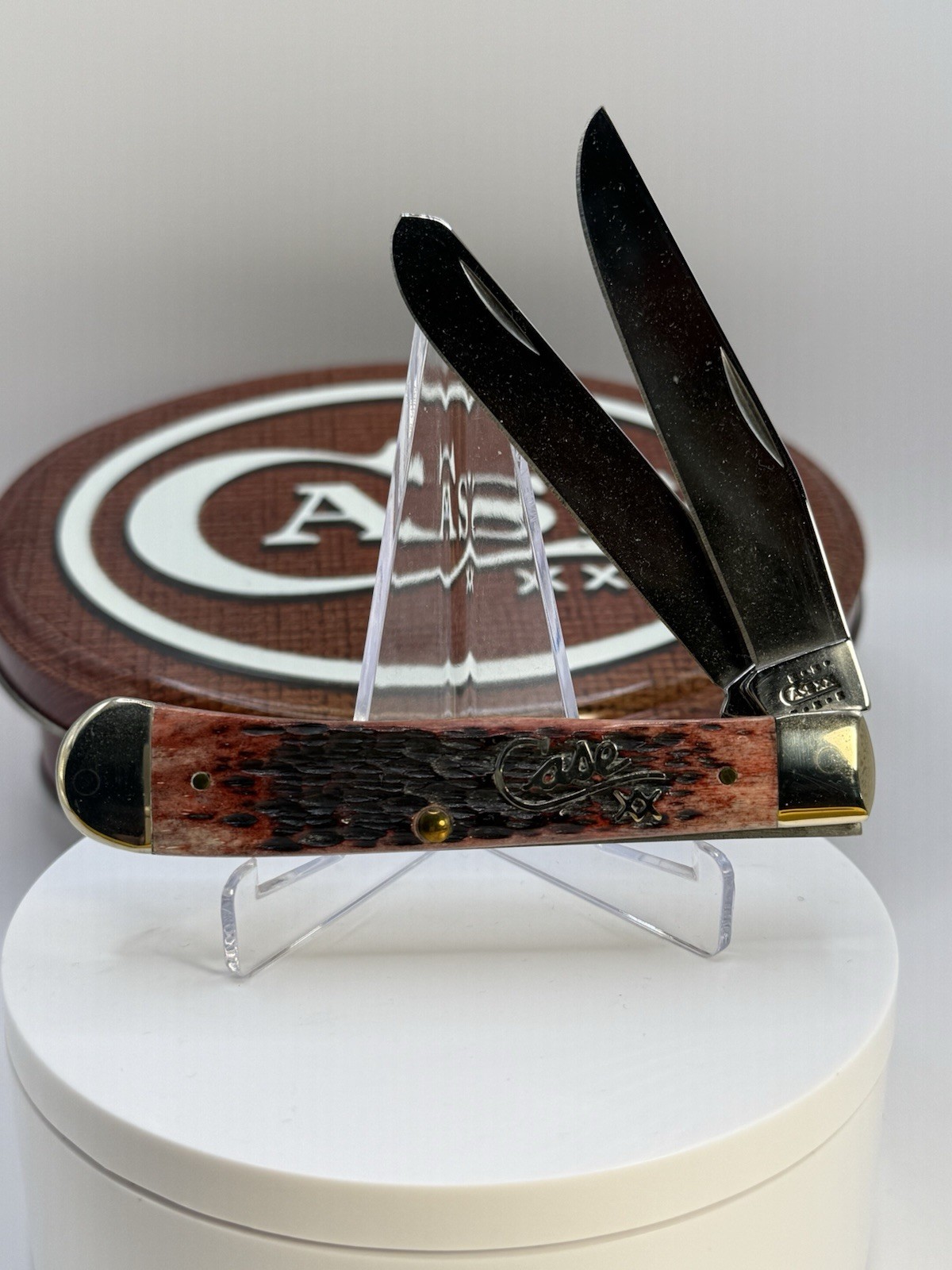 Case XX Silver Script Trapper 2-Blade Pocketknife Bone Handle Stainless 1977 A3