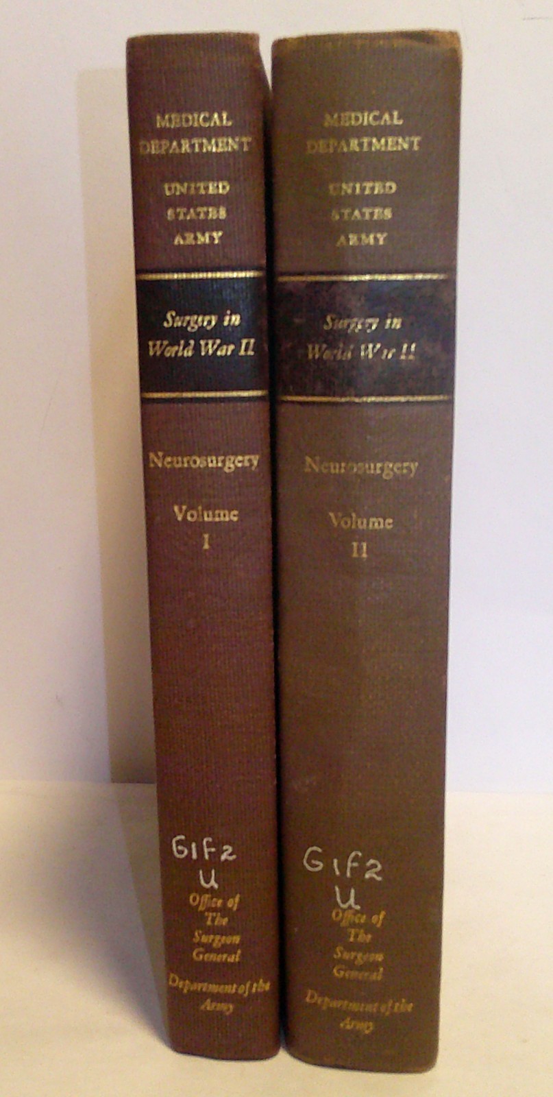 US Army SURGERY IN WORLD WAR II - NEUROSURGERY 1958 Volumes 1 & 2 Very Nice Set