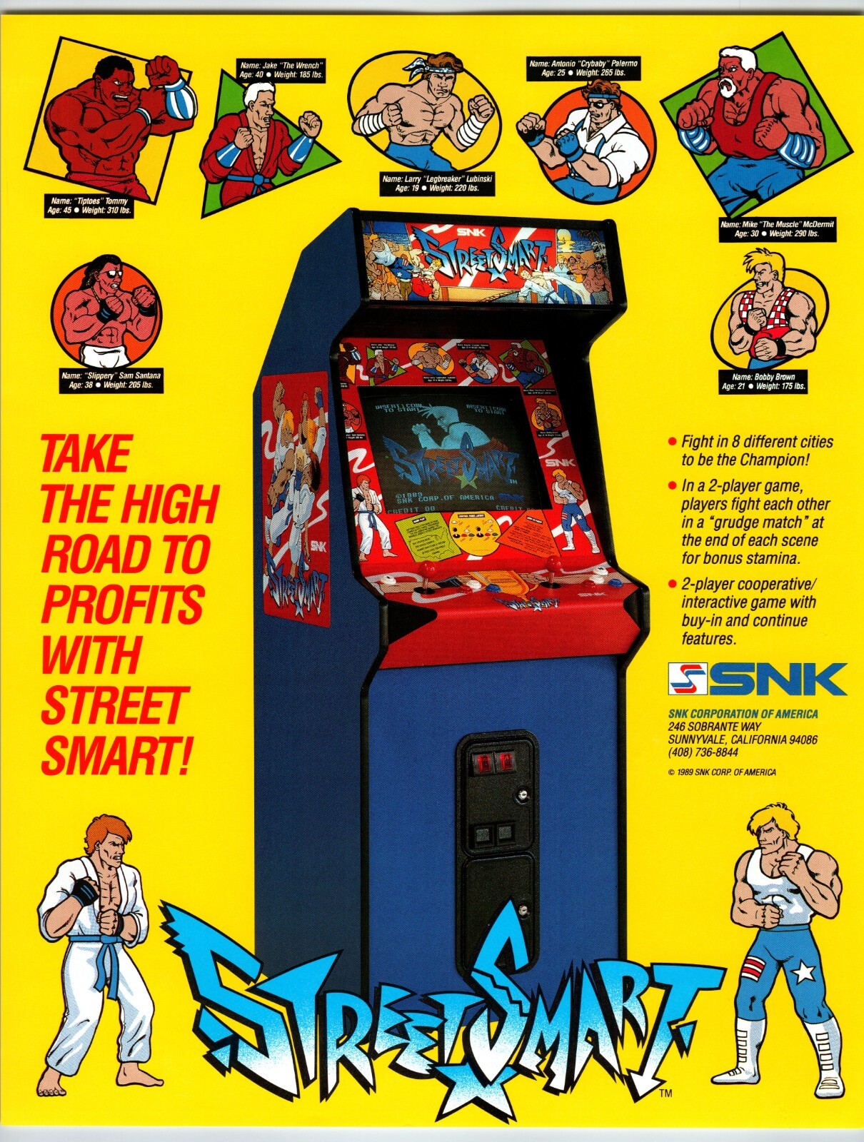 Street Smart Video Game Flyer Original 1989 Retro 8.5 x 11 Fighting Martial Arts