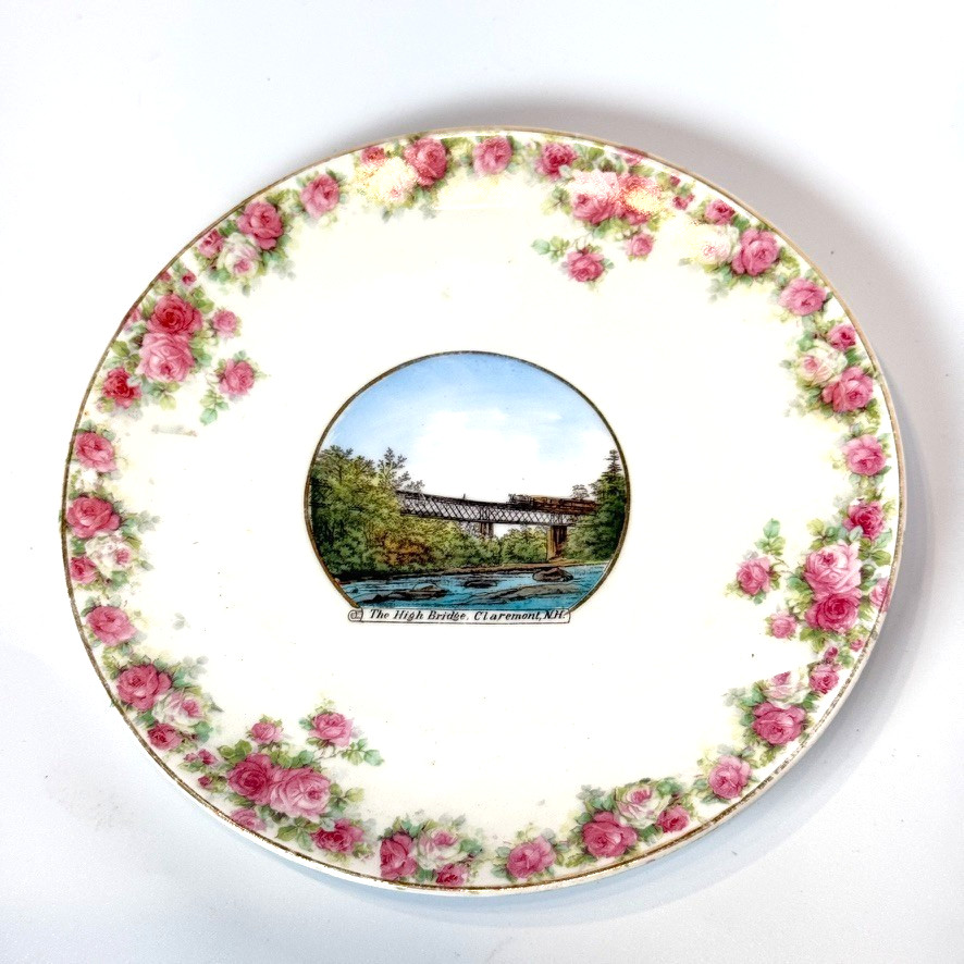 CLAREMONT Bridge NH NEW HAMPSHIRE Antique Souvenir China TRINKET DISH PLATE