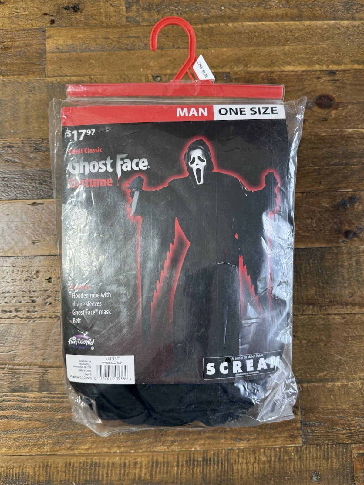 Vtg 1997 Fun World Scream Ghost Face Mask Costume Adult Size *NEW*