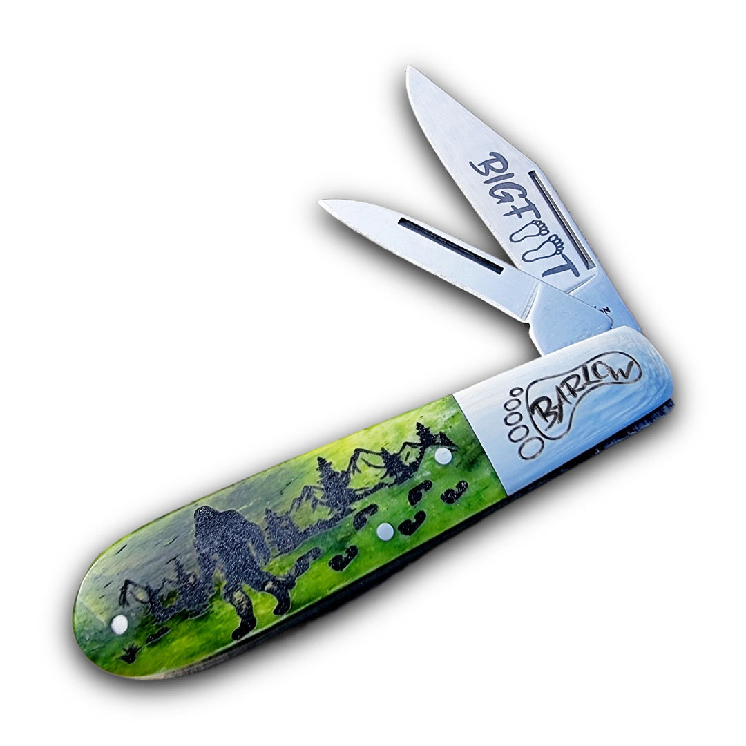BEAR & SON CUTLERY USA BIGFOOT SASQUATCH GREEN BONE BARLOW KNIFE BS202612