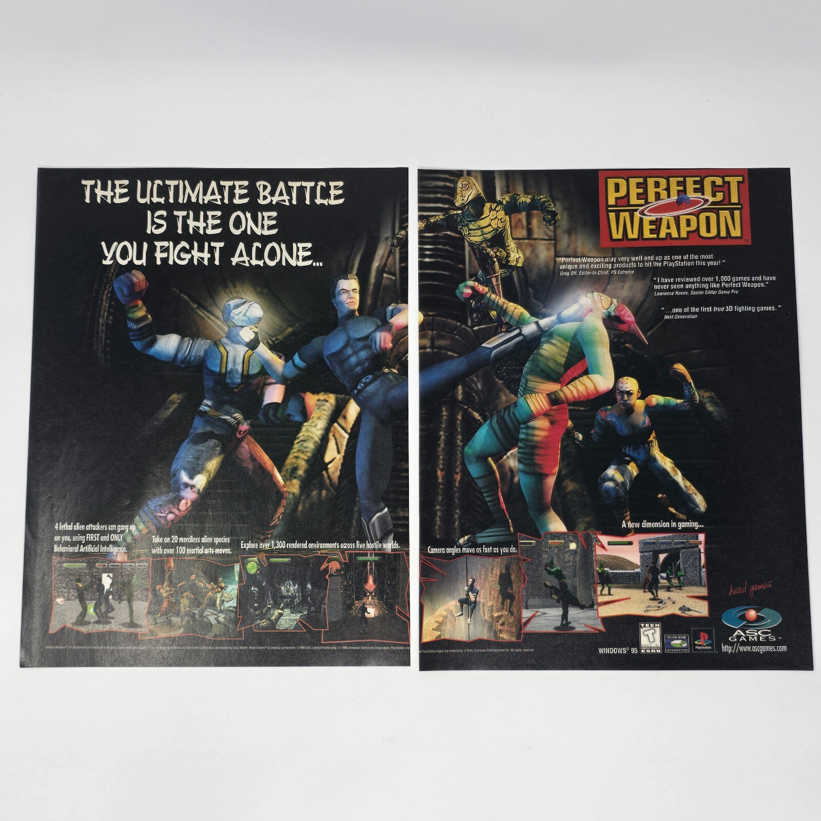 Perfect Weapon Sony PlayStation 1 PS1 PC Fight Alone Print Ad/Poster Promo Art