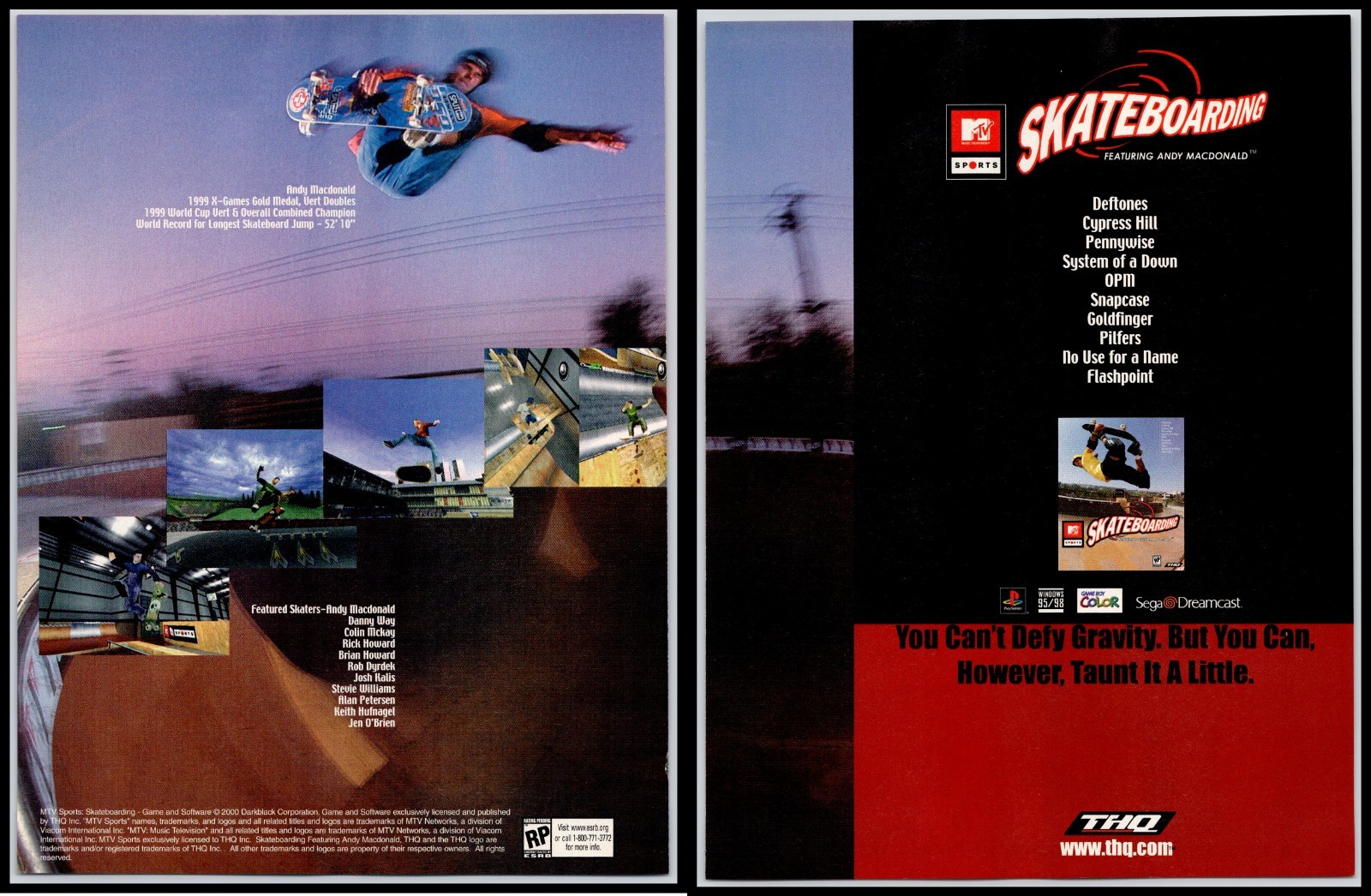 MTV Sports Skateboarding Sega Dreamcast PS1 2000 2Page Advertisement