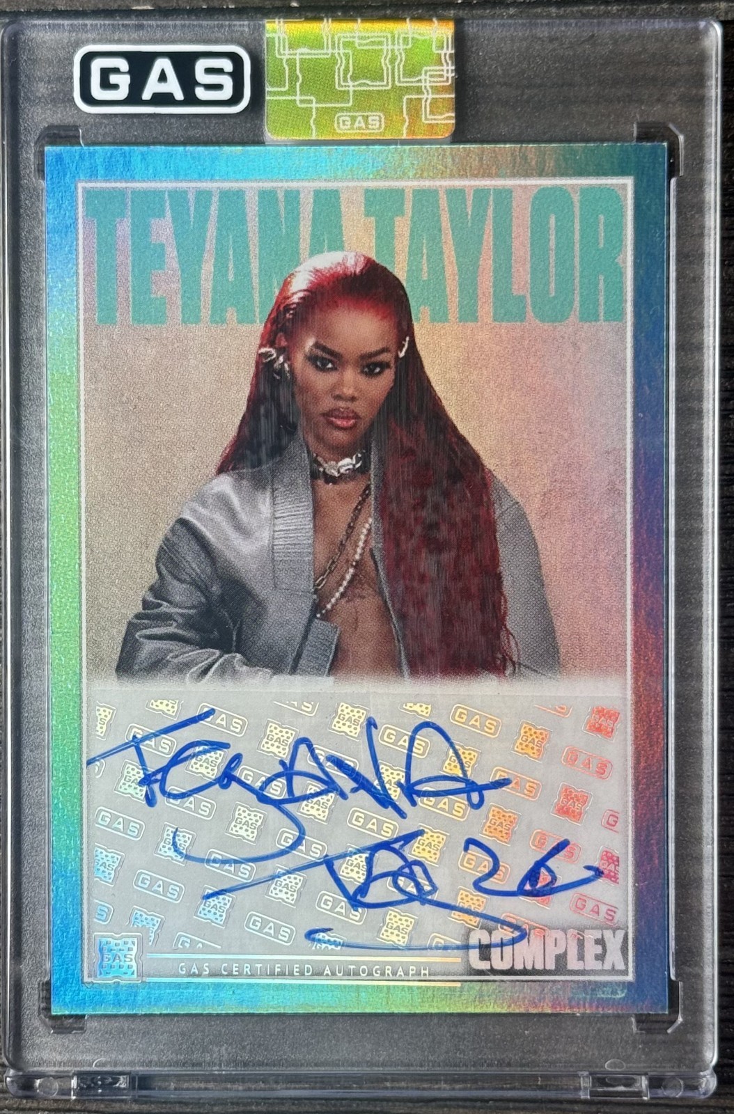 Teyana Taylor 2026 GAS Trading Cards x Complex Cover Teal Foil Autograph 13/13